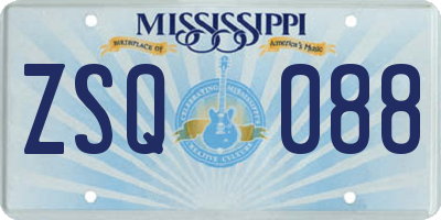 MS license plate ZSQ088