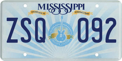 MS license plate ZSQ092