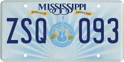 MS license plate ZSQ093