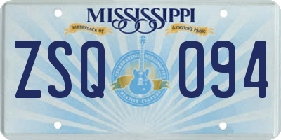 MS license plate ZSQ094