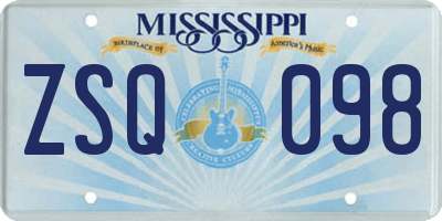 MS license plate ZSQ098