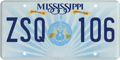 MS license plate ZSQ106