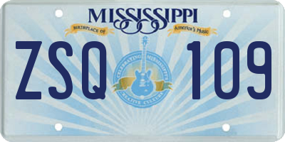 MS license plate ZSQ109