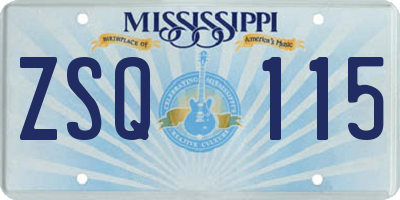 MS license plate ZSQ115
