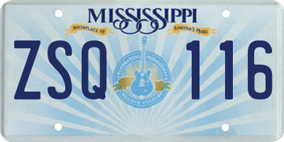 MS license plate ZSQ116