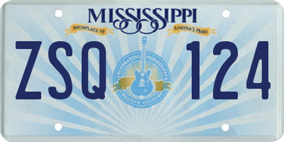 MS license plate ZSQ124