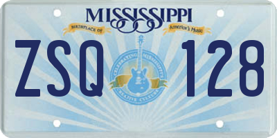 MS license plate ZSQ128