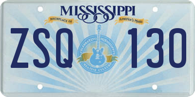 MS license plate ZSQ130