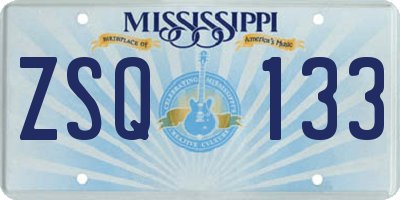 MS license plate ZSQ133