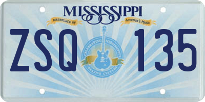 MS license plate ZSQ135