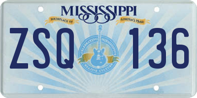 MS license plate ZSQ136