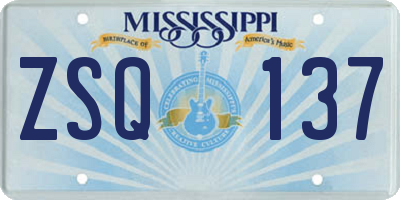MS license plate ZSQ137