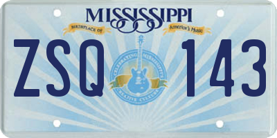 MS license plate ZSQ143