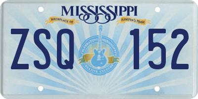 MS license plate ZSQ152