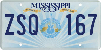 MS license plate ZSQ167