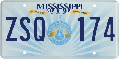 MS license plate ZSQ174