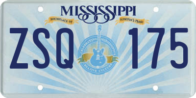 MS license plate ZSQ175