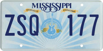 MS license plate ZSQ177