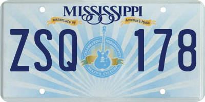 MS license plate ZSQ178