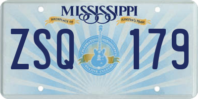 MS license plate ZSQ179