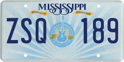 MS license plate ZSQ189