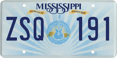 MS license plate ZSQ191