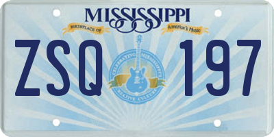 MS license plate ZSQ197