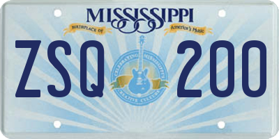 MS license plate ZSQ200