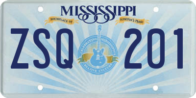 MS license plate ZSQ201