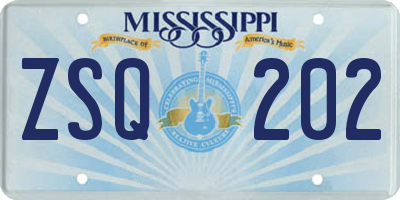 MS license plate ZSQ202