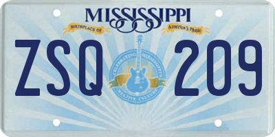 MS license plate ZSQ209
