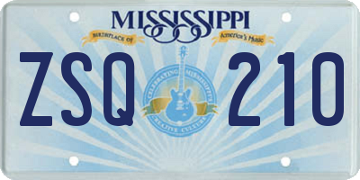 MS license plate ZSQ210