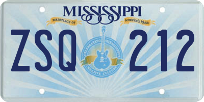 MS license plate ZSQ212