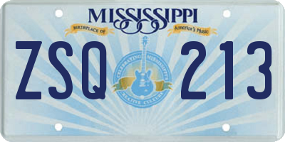 MS license plate ZSQ213