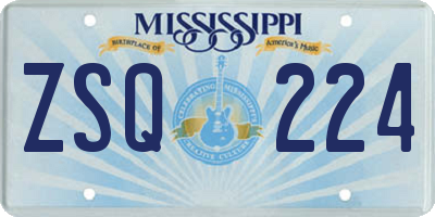 MS license plate ZSQ224