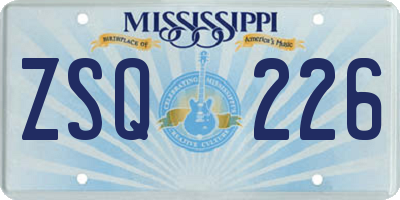 MS license plate ZSQ226