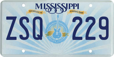 MS license plate ZSQ229