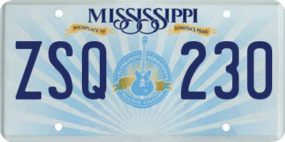 MS license plate ZSQ230