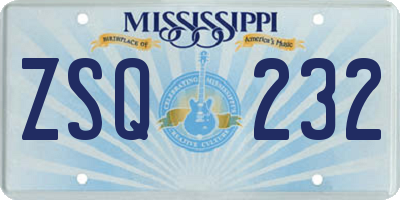 MS license plate ZSQ232