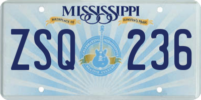 MS license plate ZSQ236
