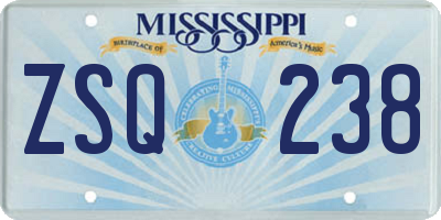 MS license plate ZSQ238
