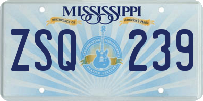 MS license plate ZSQ239