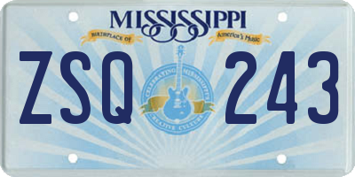 MS license plate ZSQ243