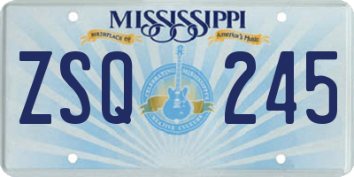 MS license plate ZSQ245