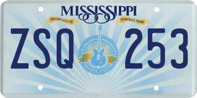 MS license plate ZSQ253