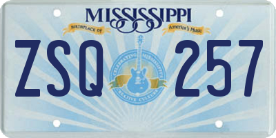 MS license plate ZSQ257