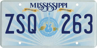 MS license plate ZSQ263
