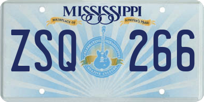 MS license plate ZSQ266