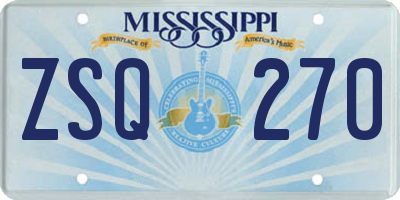 MS license plate ZSQ270