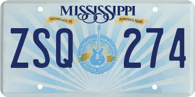 MS license plate ZSQ274
